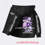 Funny Zip Up Sweatshirts Kpop Demon Hunters Hoodie Children Clothes Kid Girl Boy Sweatshirt Zipper Black Hoody Baby
