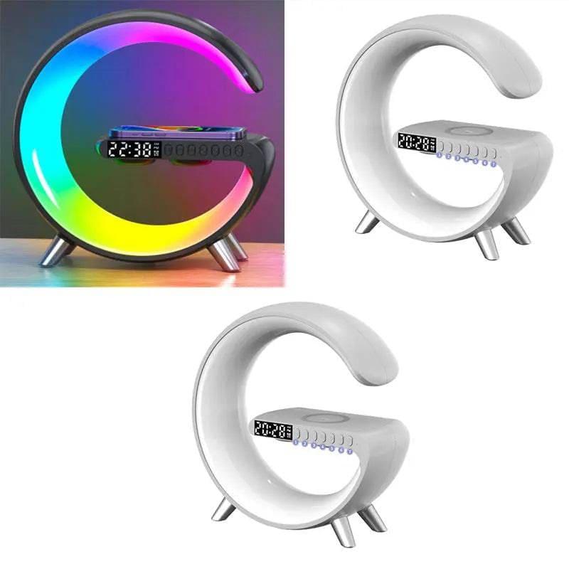 G-Shaped LED Lamp: Bluetooth Speaker & Wireless Charger - Black1pcs and White2pcs