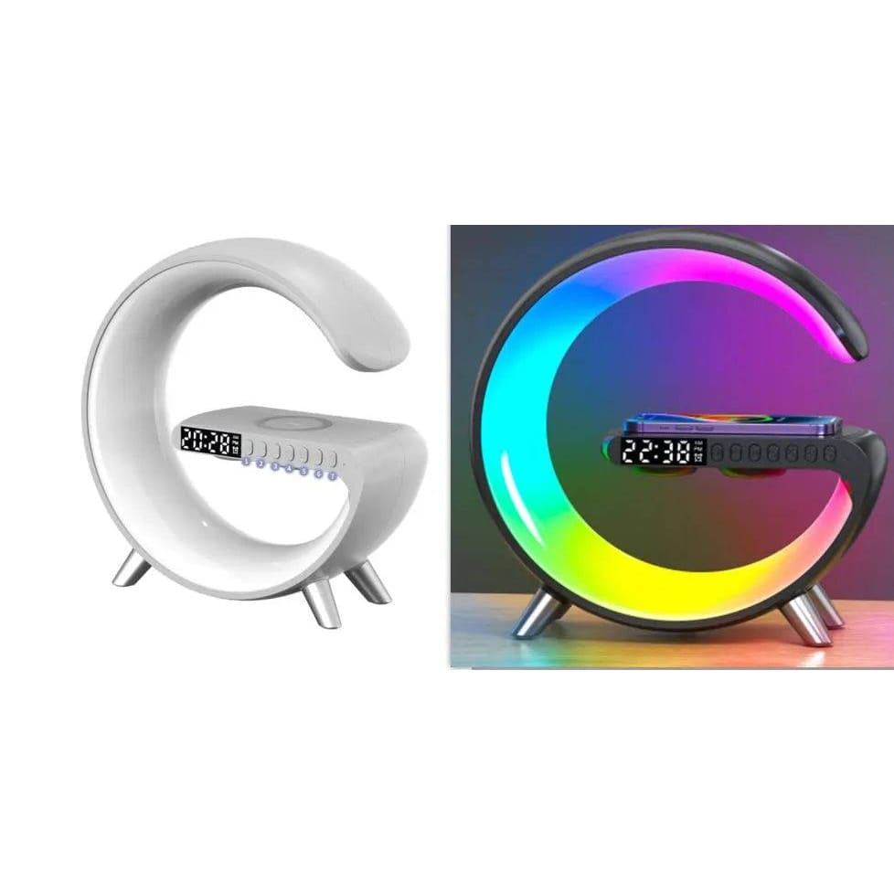 G-Shaped LED Lamp: Bluetooth Speaker & Wireless Charger - Set2 / EU