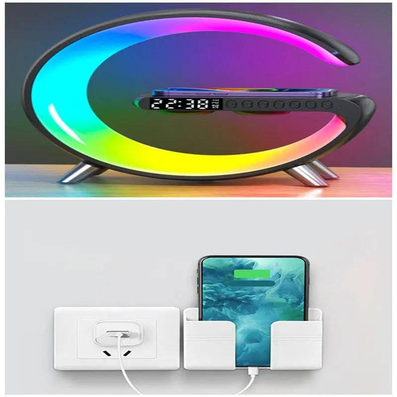 G-Shaped LED Lamp: Bluetooth Speaker & Wireless Charger - Set6 / EU