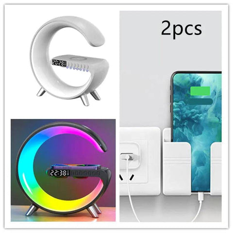 G-Shaped LED Lamp: Bluetooth Speaker & Wireless Charger - Set9 / EU