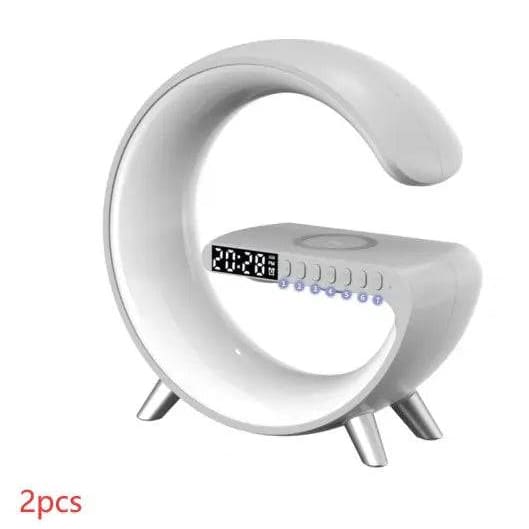 G-Shaped LED Lamp: Bluetooth Speaker & Wireless Charger - White 2pcs / EU