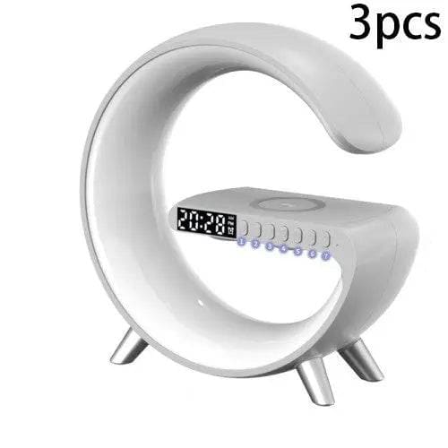 G-Shaped LED Lamp: Bluetooth Speaker & Wireless Charger - White 3pcs