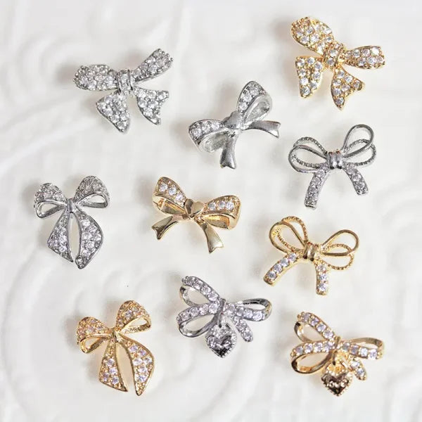 G522-G531 Gold Rhinestone Nail Art 10pcs Lot Decoration Set - Himpall