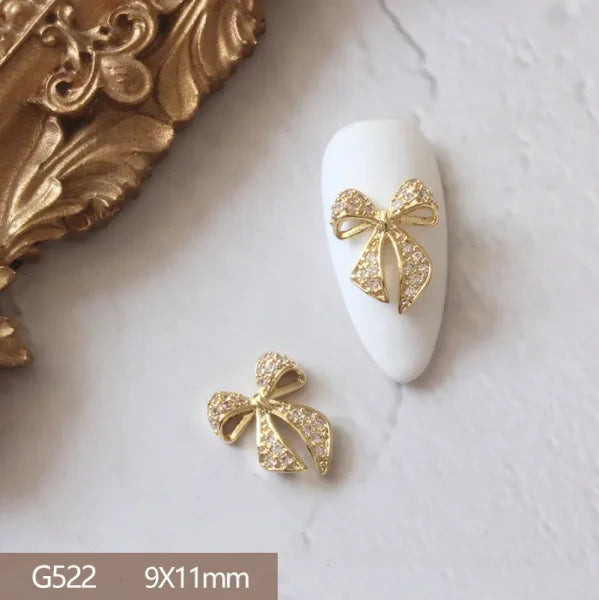 G522-G531 Gold Rhinestone Nail Art 10pcs Lot Decoration Set - Himpall