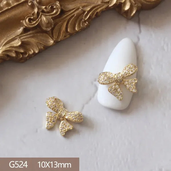 G522-G531 Gold Rhinestone Nail Art 10pcs Lot Decoration Set - Himpall