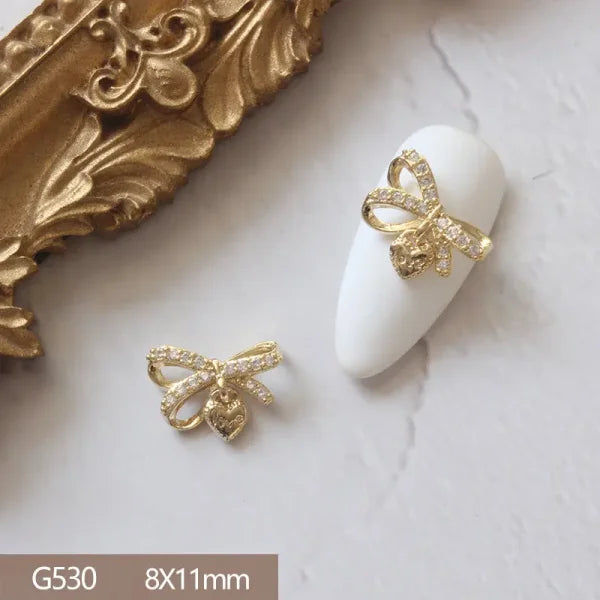 G522-G531 Gold Rhinestone Nail Art 10pcs Lot Decoration Set - Himpall