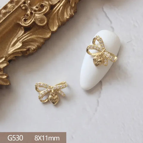 G522-G531 Gold Rhinestone Nail Art 10pcs Lot Decoration Set - Himpall