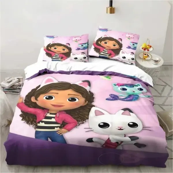 Gabby Dollhous Printed Polyester Children 3D Children’S King Size Bedding Duvet Cover Set Cute Printed Cartoon Quilt