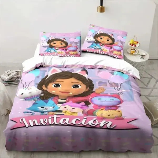 Gabby Dollhous Printed Polyester Children 3D Children’S King Size Bedding Duvet Cover Set Cute Printed Cartoon Quilt