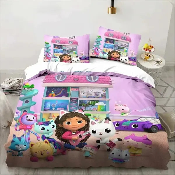 Gabby Dollhous Printed Polyester Children 3D Children’S King Size Bedding Duvet Cover Set Cute Printed Cartoon Quilt