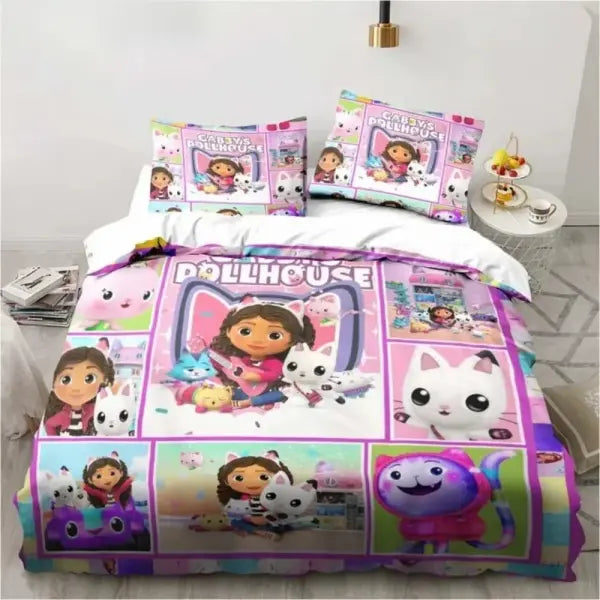 Gabby Dollhous Printed Polyester Children 3D Children’S King Size Bedding Duvet Cover Set Cute Printed Cartoon Quilt