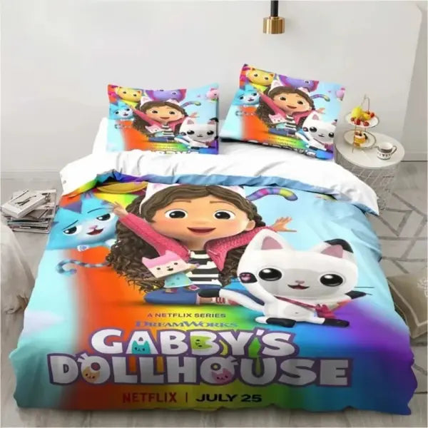 Gabby Dollhous Printed Polyester Children 3D Children’S King Size Bedding Duvet Cover Set Cute Printed Cartoon Quilt