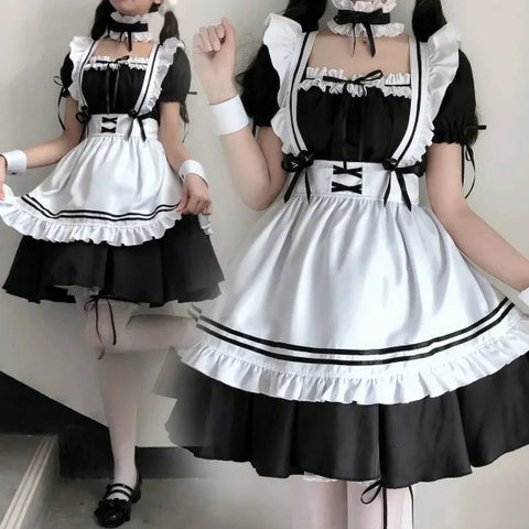 GameRed Wine Sweet Maid Costume Lolita 6pcs Set: Cute Cosplay Handmaid Ensemble 2024