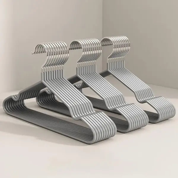 Premium Non-Marking Metal Clothes Hangers Heavy-Duty Space-Saving Wardrobe Organizer - Grey