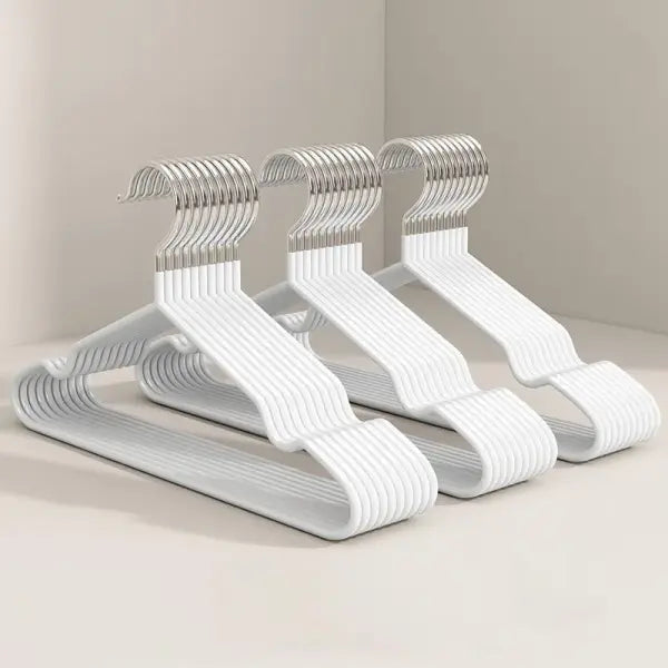 Premium Non-Marking Metal Clothes Hangers Heavy-Duty Space-Saving Wardrobe Organizer - White