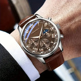 GENEVA High Quality Men’s Luxury Belt Fashion Quartz Watch Men Round Business Student Sport Waterproof Glow Clock