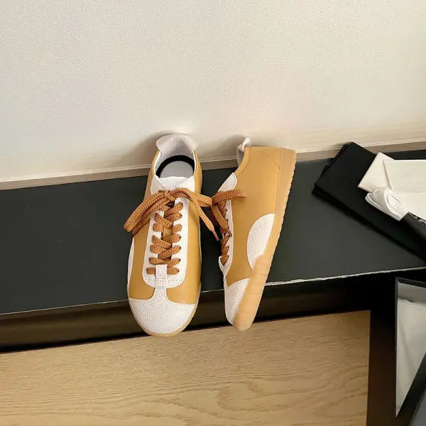 Genuine Leather Women’s Retro Sneakers Mixed Color Training Shoes - Picture color 1 / 41