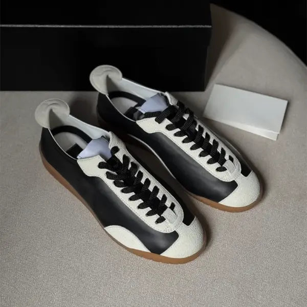 Genuine Leather Women’s Retro Sneakers Mixed Color Training Shoes