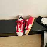 Genuine Leather Women’s Retro Sneakers Mixed Color Training Shoes - Picture color 2 / 38