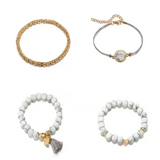 Bohemian four-piece handmade jewelry set with geometric bracelet designs