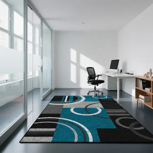 Geometric Modern Style Carpet - Non-Slip Gaming Room Area Rug for Living Room & Coffee Tables - FLANNEL-1 / 160x230cm