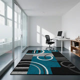 Geometric Modern Style Carpet - Non-Slip Gaming Room Area Rug for Living Room & Coffee Tables - FLANNEL-1 / 160x230cm