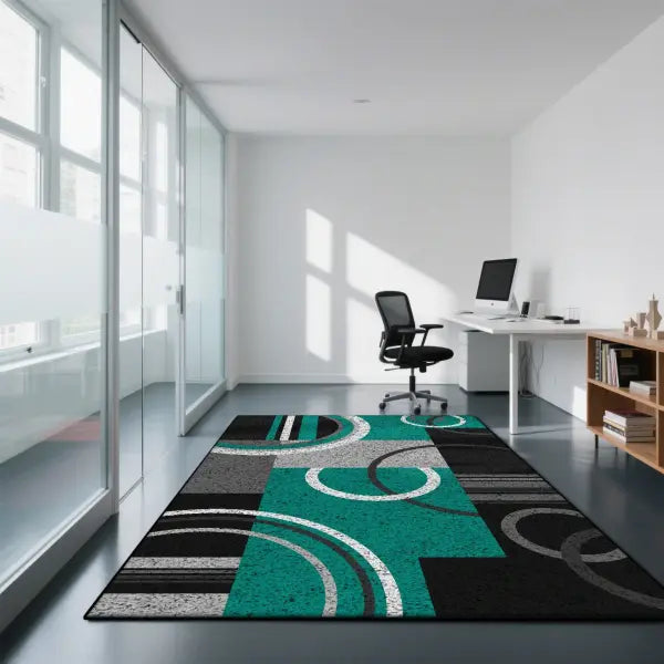 Geometric Modern Style Carpet - Non-Slip Gaming Room Area Rug for Living Room & Coffee Tables - FLANNEL-2 / 180x250cm