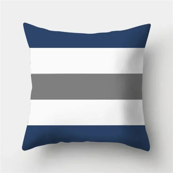 Geometric Sofa Cushion Pillowcase - Blue & Grey Home Decor Pillow Cover