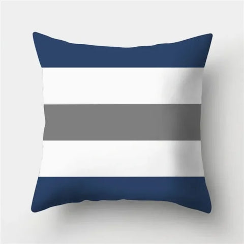 Geometric Sofa Cushion Pillowcase - Blue & Grey Home Decor Pillow Cover