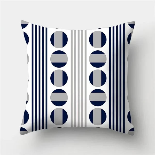 Geometric Sofa Cushion Pillowcase - Blue & Grey Home Decor Pillow Cover - 301 / 50x50cm