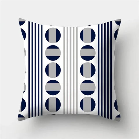Geometric Sofa Cushion Pillowcase - Blue & Grey Home Decor Pillow Cover - 301 / 50x50cm