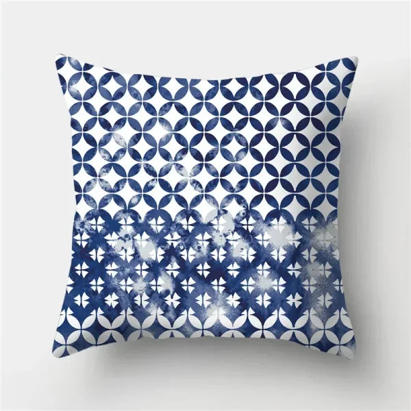 Geometric Sofa Cushion Pillowcase - Blue & Grey Home Decor Pillow Cover - 289 / 50x50cm