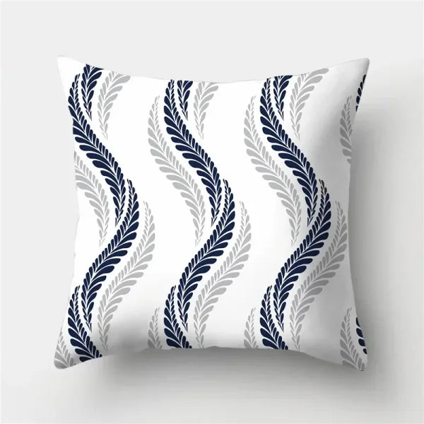 Geometric Sofa Cushion Pillowcase - Blue & Grey Home Decor Pillow Cover - 297 / 40x40cm