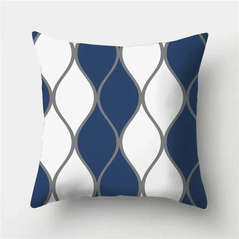 Geometric Sofa Cushion Pillowcase - Blue & Grey Home Decor Pillow Cover - 286 / 30x30cm