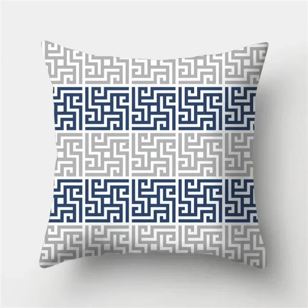 Geometric Sofa Cushion Pillowcase - Blue & Grey Home Decor Pillow Cover - 290 / 30x30cm