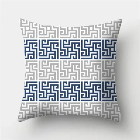 Geometric Sofa Cushion Pillowcase - Blue & Grey Home Decor Pillow Cover - 290 / 30x30cm