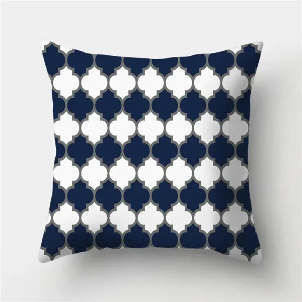Geometric Sofa Cushion Pillowcase - Blue & Grey Home Decor Pillow Cover - 292 / 45x45cm