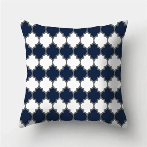 Geometric Sofa Cushion Pillowcase - Blue & Grey Home Decor Pillow Cover - 292 / 45x45cm