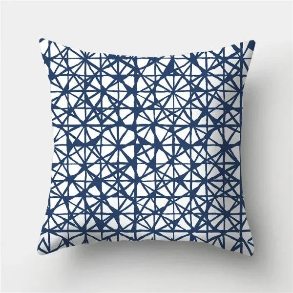 Geometric Sofa Cushion Pillowcase - Blue & Grey Home Decor Pillow Cover - 291 / 50x50cm