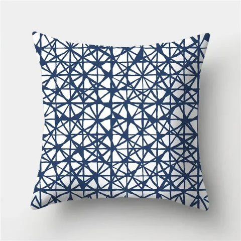 Geometric Sofa Cushion Pillowcase - Blue & Grey Home Decor Pillow Cover - 291 / 50x50cm