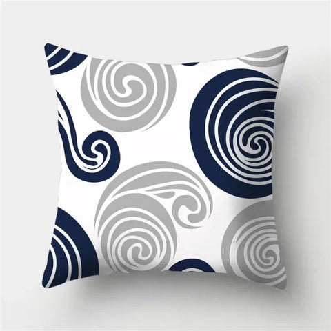 Geometric Sofa Cushion Pillowcase - Blue & Grey Home Decor Pillow Cover - 303 / 40x40cm