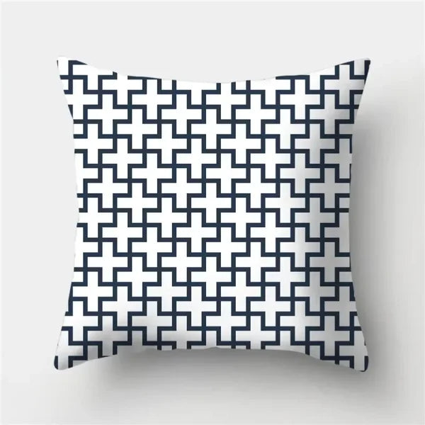 Geometric Sofa Cushion Pillowcase - Blue & Grey Home Decor Pillow Cover - 293 / 50x50cm