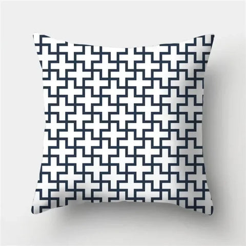 Geometric Sofa Cushion Pillowcase - Blue & Grey Home Decor Pillow Cover - 293 / 50x50cm