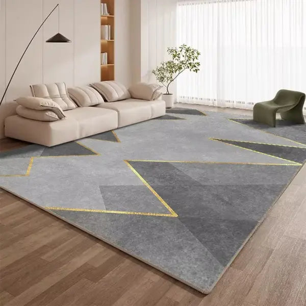 Modern Geometric Pattern Carpet Machine Washable Flannel Anti Slip Rug - Flannel-7 / custom contact
