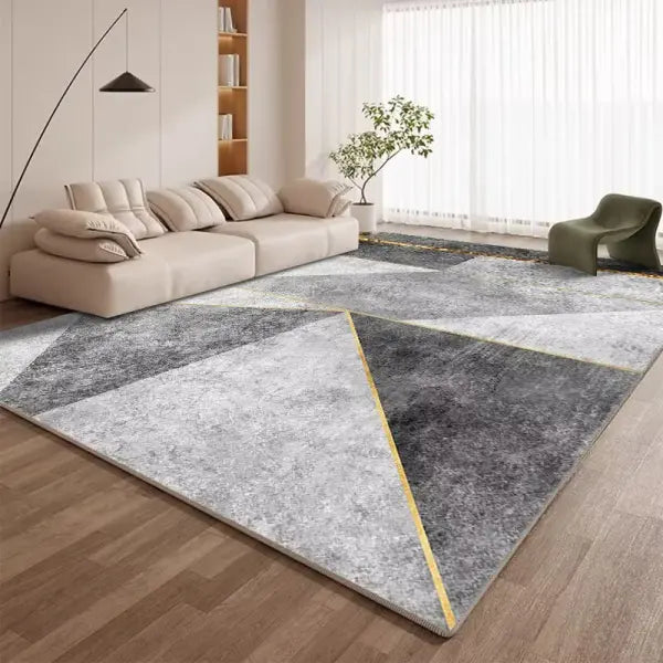 Modern Geometric Pattern Carpet Machine Washable Flannel Anti Slip Rug - Flannel-4 / 6.5x13.1ft(200x400cm