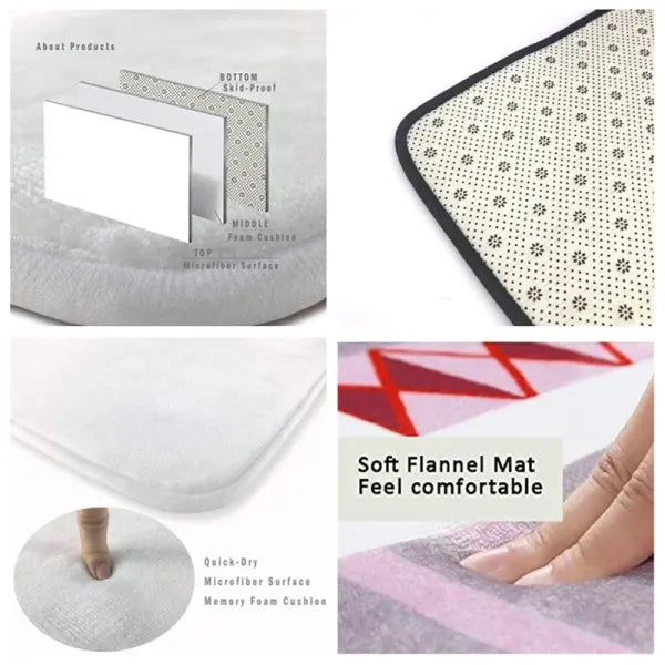 Modern Geometric Pattern Carpet Machine Washable Flannel Anti Slip Rug