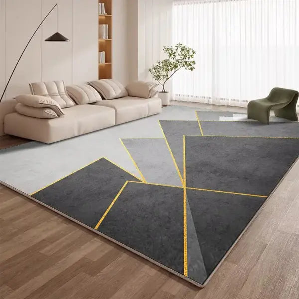 Modern Geometric Pattern Carpet Machine Washable Flannel Anti Slip Rug - Flannel-1 / 3.2x6.5ft(100x200cm)