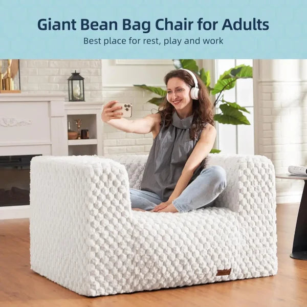 Giant Bag Chair - Large Memory Foam Bag Couch with Wide Armrests - United States