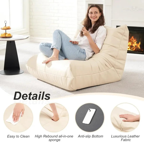 Giant Bean Bag Chair - Memory Foam Sofa Sack Faux Leather for Adults - United States